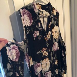 Cold-shoulder floral dress